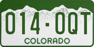 CO license plate 014OQT