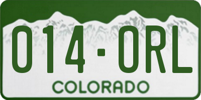 CO license plate 014ORL