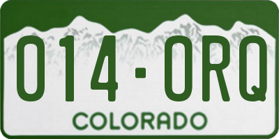 CO license plate 014ORQ