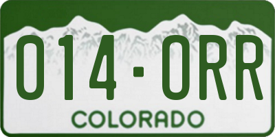 CO license plate 014ORR