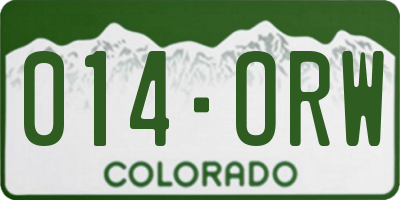 CO license plate 014ORW