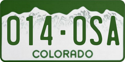 CO license plate 014OSA