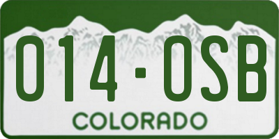 CO license plate 014OSB