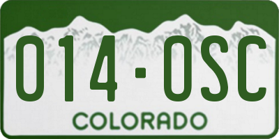 CO license plate 014OSC
