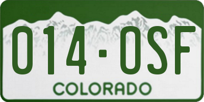 CO license plate 014OSF