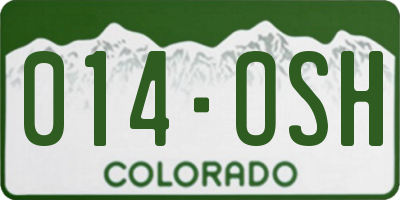 CO license plate 014OSH
