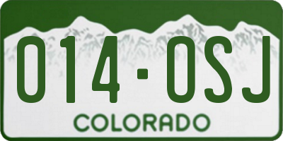 CO license plate 014OSJ