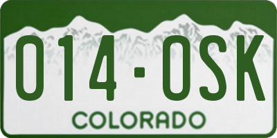 CO license plate 014OSK