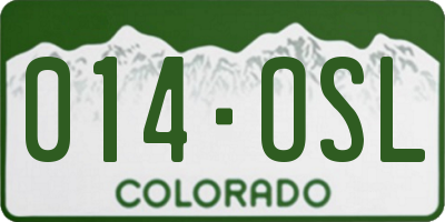 CO license plate 014OSL