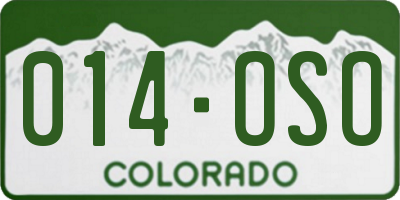 CO license plate 014OSO