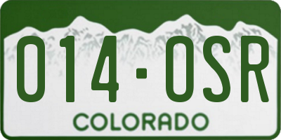 CO license plate 014OSR