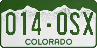 CO license plate 014OSX