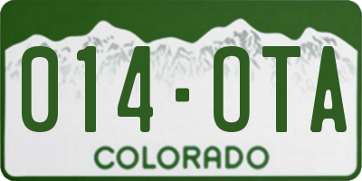 CO license plate 014OTA