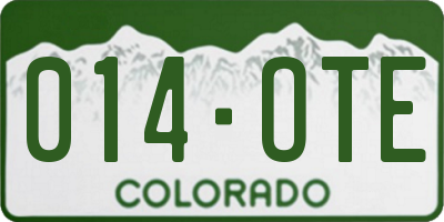 CO license plate 014OTE