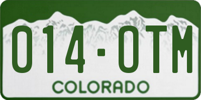 CO license plate 014OTM