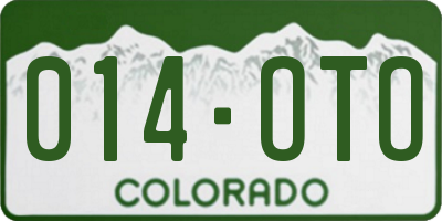 CO license plate 014OTO