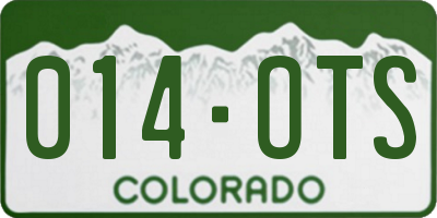 CO license plate 014OTS