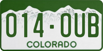 CO license plate 014OUB