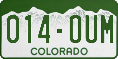 CO license plate 014OUM