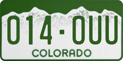 CO license plate 014OUU