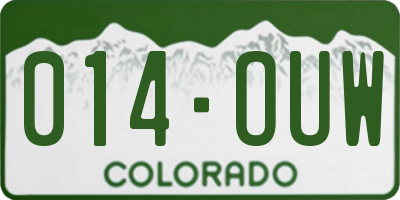 CO license plate 014OUW