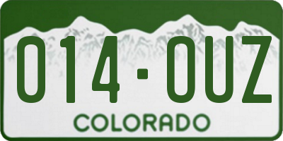 CO license plate 014OUZ