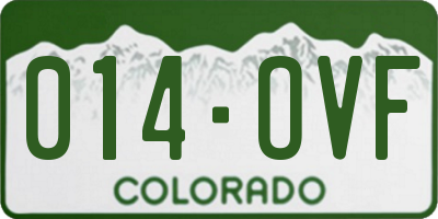 CO license plate 014OVF