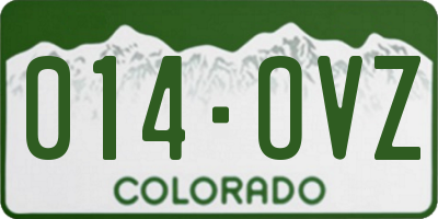 CO license plate 014OVZ