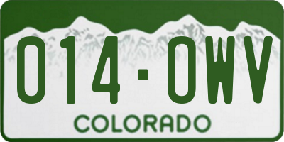 CO license plate 014OWV