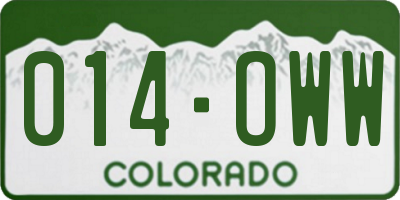 CO license plate 014OWW