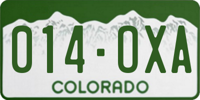 CO license plate 014OXA