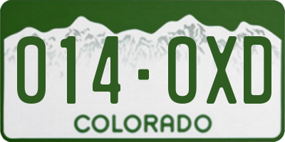 CO license plate 014OXD