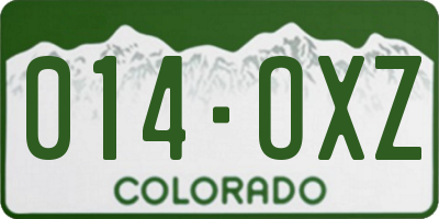 CO license plate 014OXZ