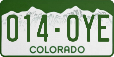 CO license plate 014OYE