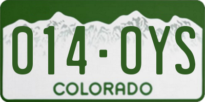 CO license plate 014OYS