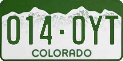CO license plate 014OYT
