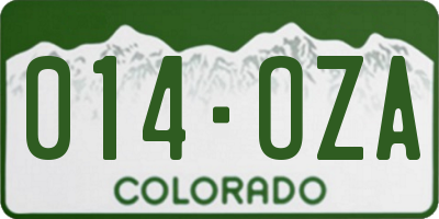 CO license plate 014OZA