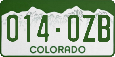 CO license plate 014OZB