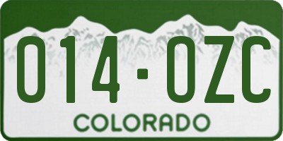 CO license plate 014OZC