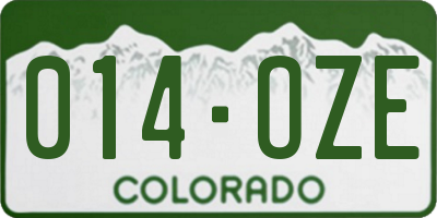 CO license plate 014OZE