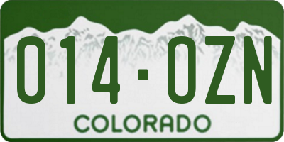 CO license plate 014OZN