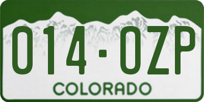 CO license plate 014OZP