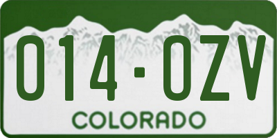 CO license plate 014OZV