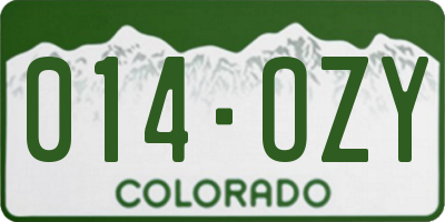 CO license plate 014OZY