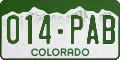 CO license plate 014PAB
