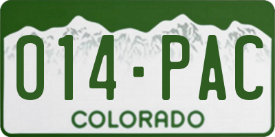 CO license plate 014PAC