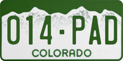 CO license plate 014PAD