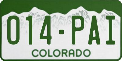 CO license plate 014PAI