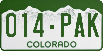 CO license plate 014PAK
