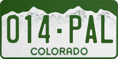 CO license plate 014PAL